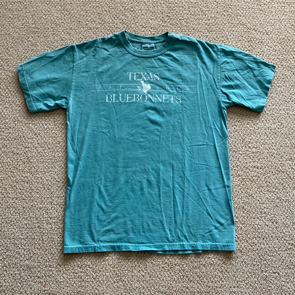 Comfort Colors Texas Bluebonnets Teal Short Sleeve T-Shirt Unisex Sz Medium EUC